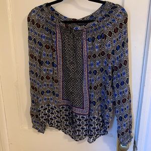 Patterned long-sleeve blouse NWT